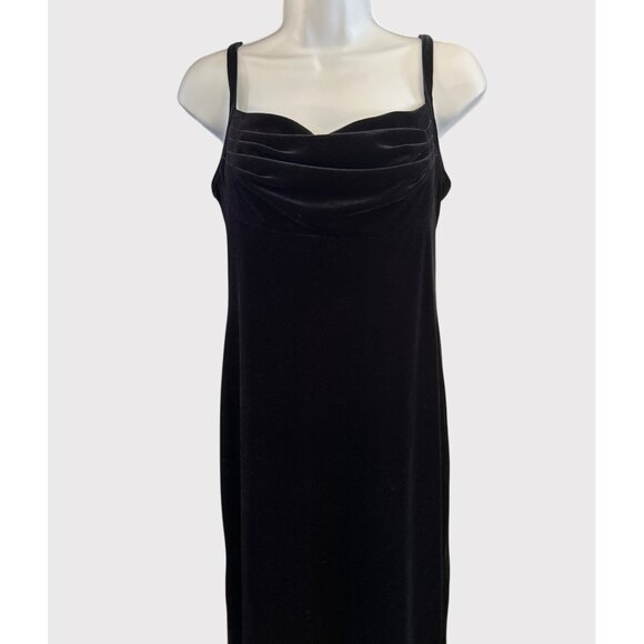 Vintage Social Circles Black Velvet Slip Maxi Dress Y2K Formal 8P Dark Academia - Picture 2 of 7